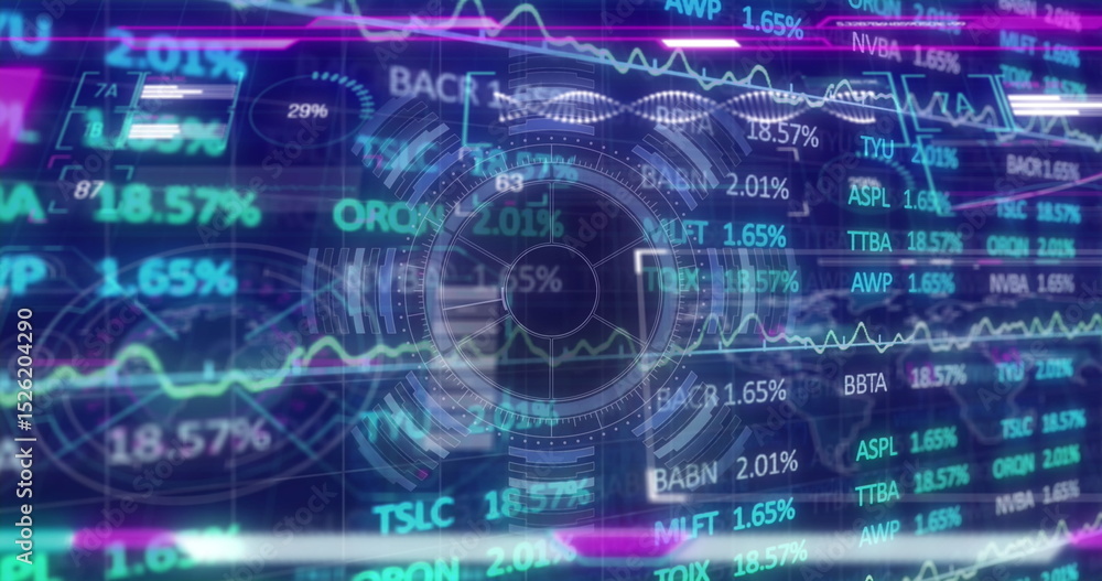 Aufkleber image of digital screen with financial data and graphs