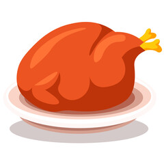 fried chicken on a plate without background vector