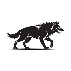 Aggressive Wolf Barking – Vector Illustration