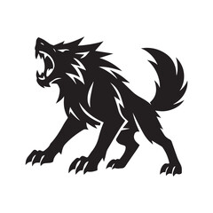 Aggressive Wolf Barking – Vector Illustration