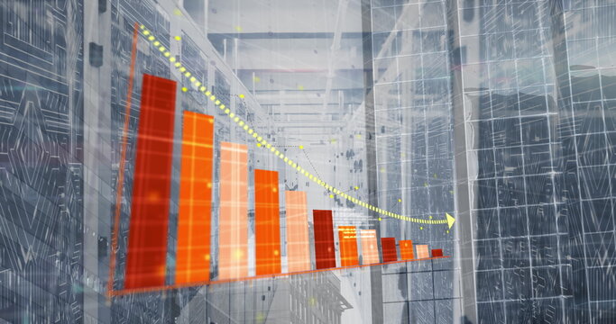 Image of statistics and data processing over computer servers
