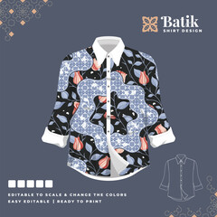 beautiful batik shirt template design 72