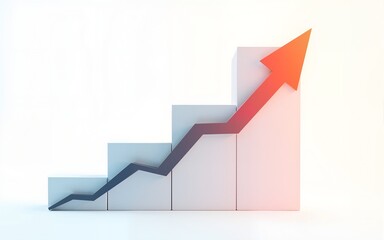 A minimalistic graph showing upward growth, emphasizing corporate success through e-commerce website optimization in a clear visual style. High quality
