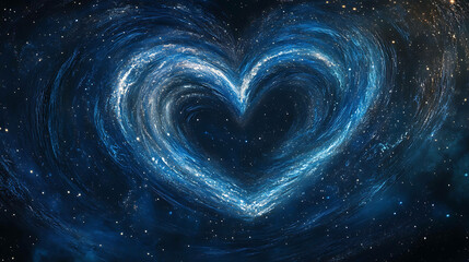 A swirling pattern of stars forming a heart in the night sky