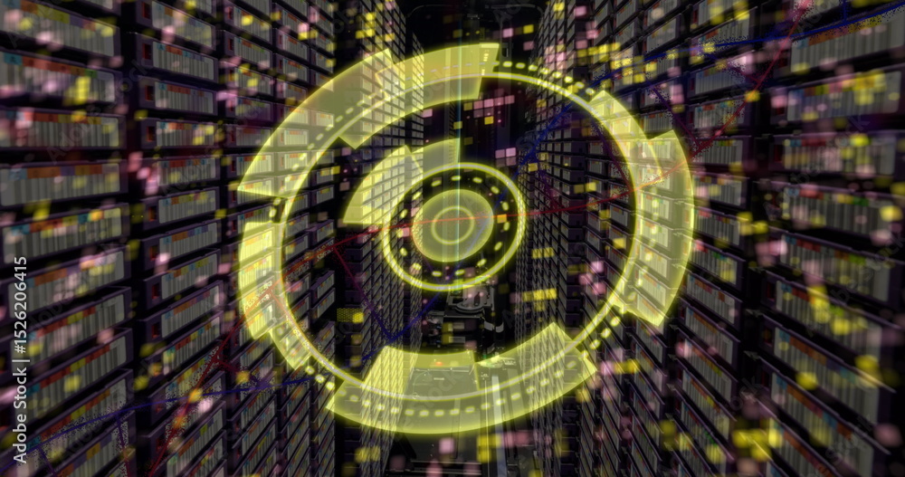 Poster image of scope scanning with moving columns over server room