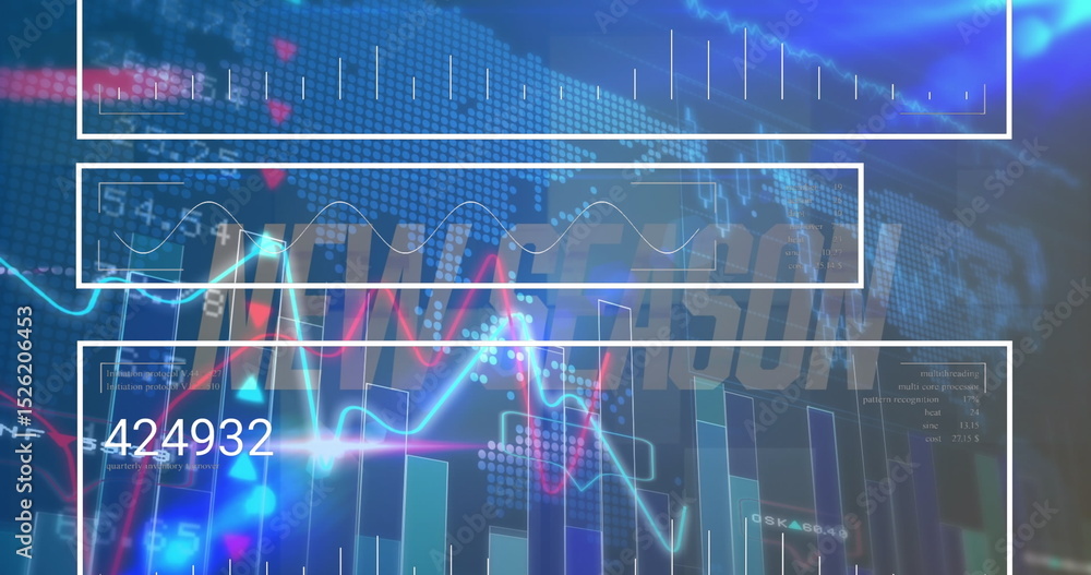 Poster image of data processing over digital car on black background