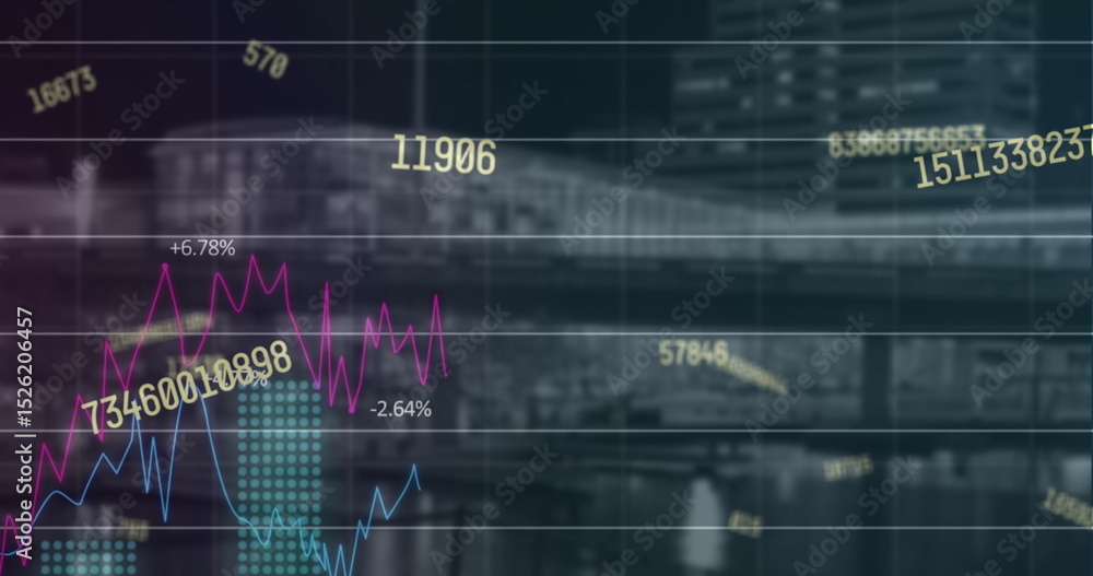 Poster image of data processing over cityscape