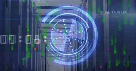 Image of scope scanning with data processing over server room