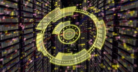 Image of scope scanning with moving columns over server room