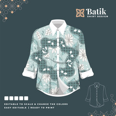 beautiful batik shirt template design 67
