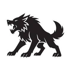 Aggressive Wolf Barking – Vector Illustration