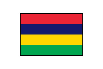 The flag of Mauritius features horizontal stripes in red, blue, yellow, and green. It symbolizes the country's multicultural heritage and vibrant national identity.