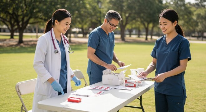 Doctors at Table Outdoors