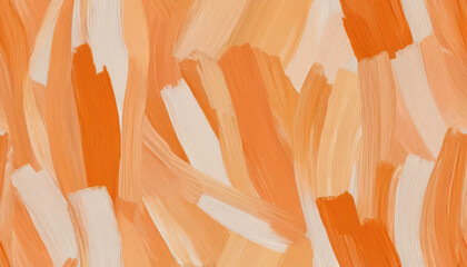 Abstract Orange and White Textured Oil Painting with Brush Strokes.