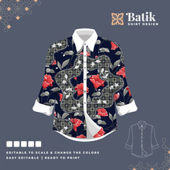 beautiful batik shirt template design 53