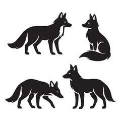 Black Wolf Silhouette Collection – Vector Illustration