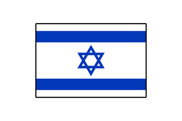 A vector depiction of the flag of Israel features two blue horizontal stripes, a central Star of David, and a white background, symbolizing the nation's identity and heritage.