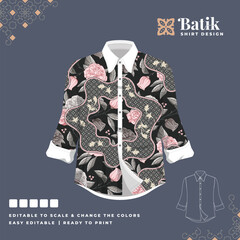 beautiful batik shirt template design 51