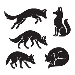Black Wolf Silhouette Collection – Vector Illustration