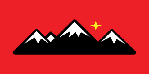 Mountain landscape vector illustration with sunset and nature elements