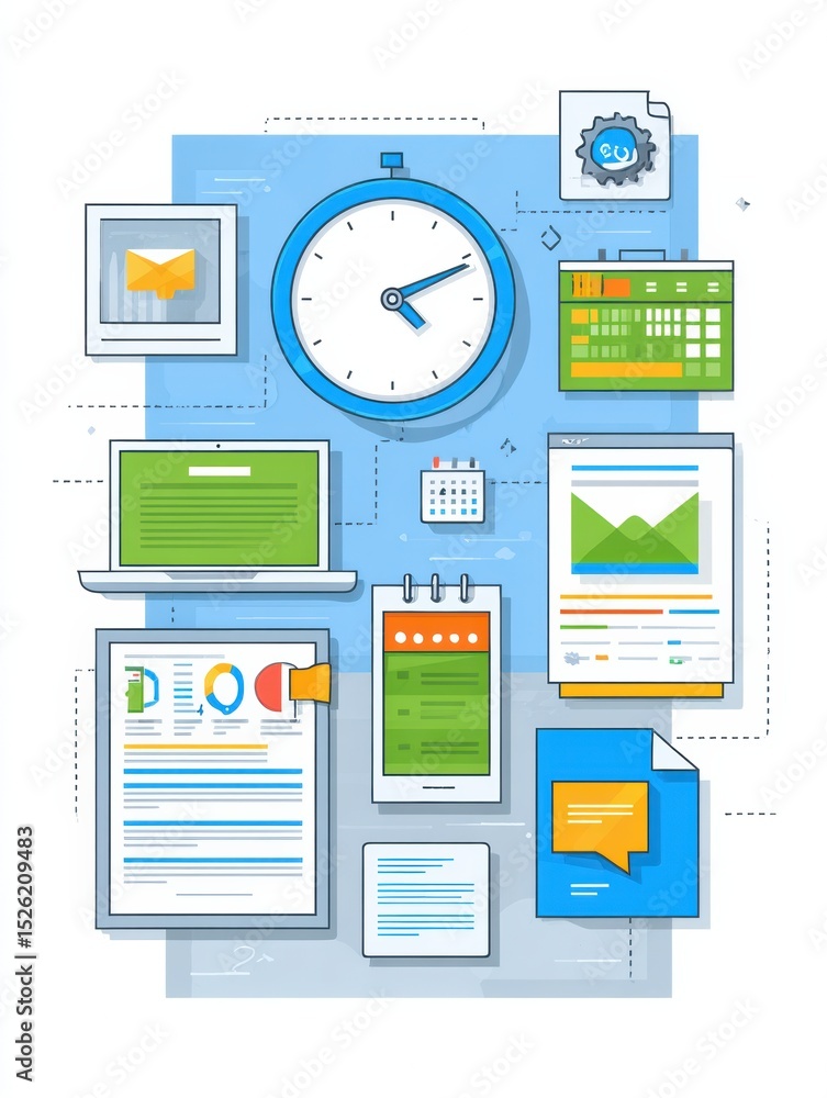 Poster effective time management techniques for freelancers using icons and a clean layout to enhance produ