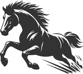 Running horse silhouette vector drawing artwork