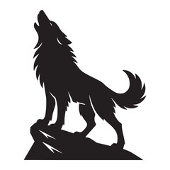Standing Wolf Looking Up – Vector Illustration