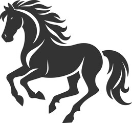 Running horse silhouette vector drawing artwork