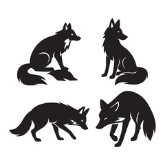 Black Wolf Silhouette Collection – Vector Illustration