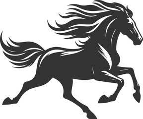 Running horse silhouette vector drawing artwork