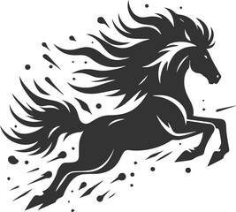 Running horse silhouette vector drawing artwork