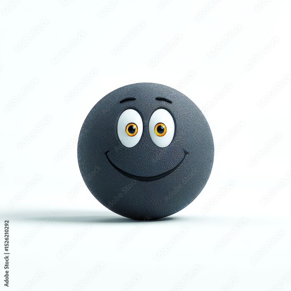Poster joyful 3d gray emoji with a playful gaze isolated on a white backdrop expressing cheerful vibes