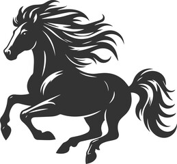 Running horse silhouette vector drawing artwork