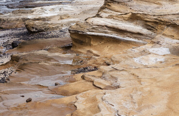 Gran Canaria, textures of the rocks of El Confital beach on the edge of Las Palmas de Gran Canaria