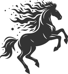 Running horse silhouette vector drawing artwork