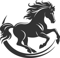 Running horse silhouette vector drawing artwork