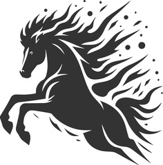 Running horse silhouette vector drawing artwork
