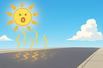 真夏の照り返しが強い灼熱の道路