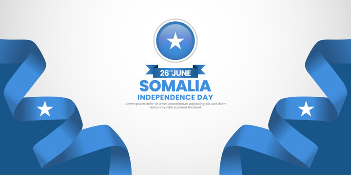 Somalia independence day banner background 26 June design element with waving ribbon flag