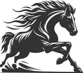 Running horse silhouette vector drawing artwork