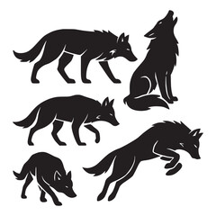 Black Wolf Silhouette Collection – Vector Illustration