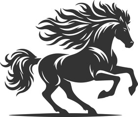 Running horse silhouette vector drawing artwork