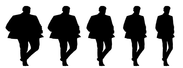 Conceptual fat overweight obese man vs slim fit healthy body after weight loss or diet, white background banner. A  fitness, nutrition or obesity, health care shape illustration vector as silhouettes