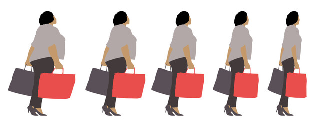 Conceptual fat overweight obese female vs slim fit healthy body after weight loss or diet on white background banner. A  fitness, nutrition or obesity, health shape illustration vector as silhouettes