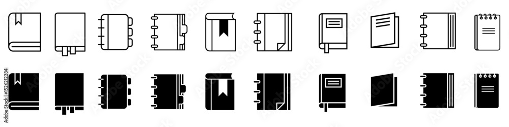 Fototapete notebook icon vector set. notepad illustration sign collection. diary question symbol. sketchpad web