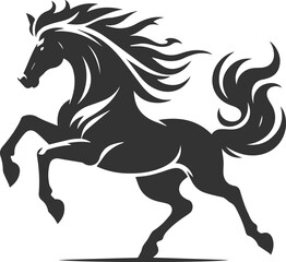Running horse silhouette vector drawing artwork