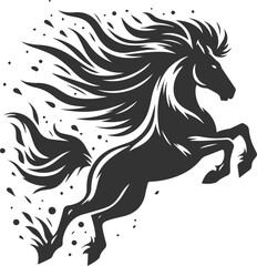 Running horse silhouette vector drawing artwork