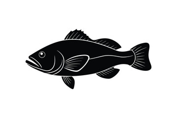 Silhouette art illustration in side view of a grouper fish.eps