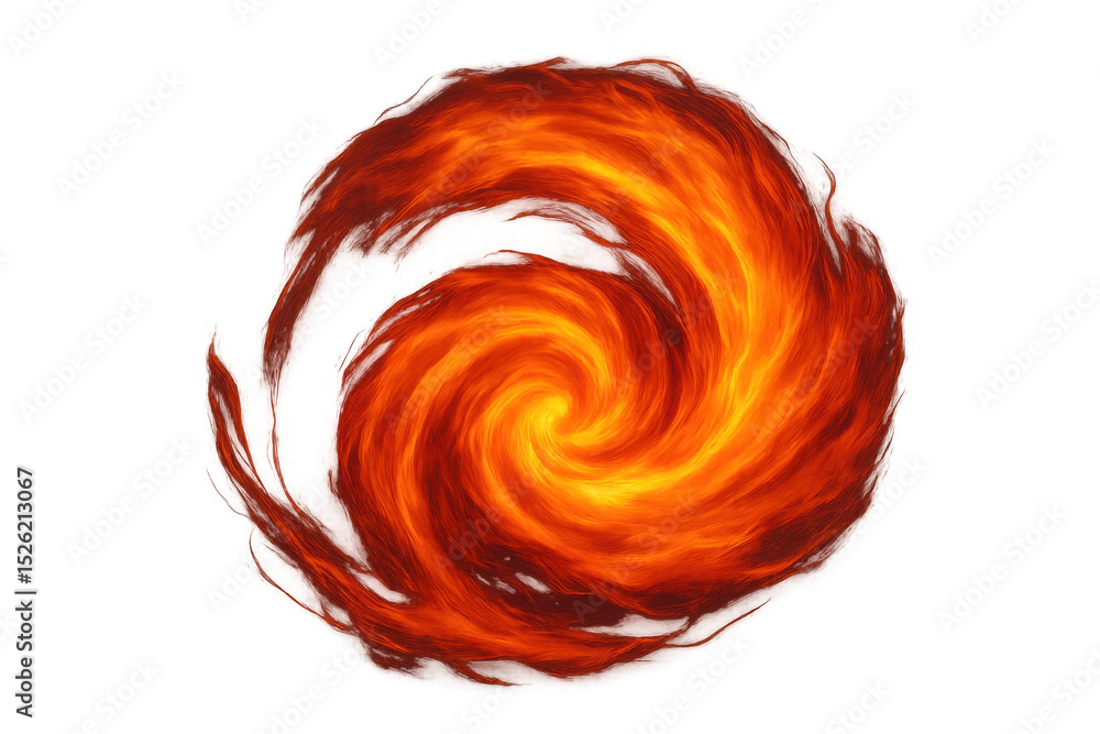 Poster fiery vortex swirling dynamically, representing intense energy and destructive power, rendered with 