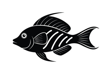 Silhouette art illustration in side view of a hogfish.eps